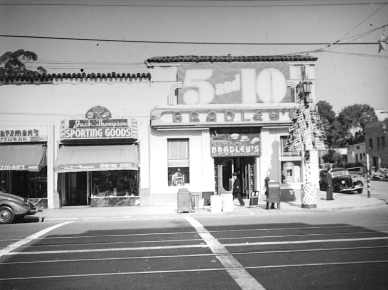 Bradley's 5-and-10 at 6651 Hollywood Boulevard on the northwest