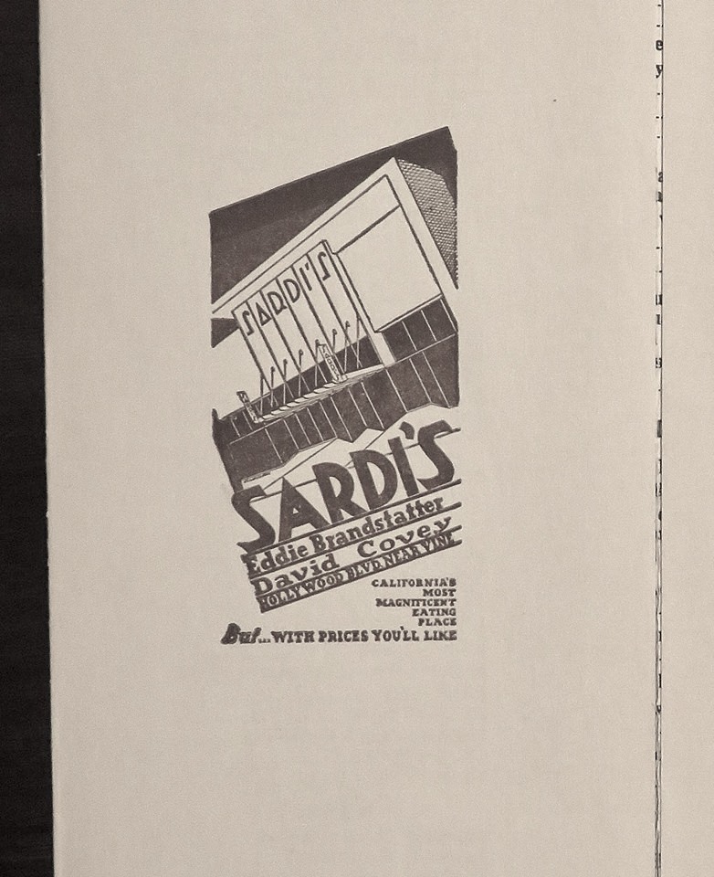 Sardi menu, Hollywood Blvd, Hollywood, circa mid 1930s (1)