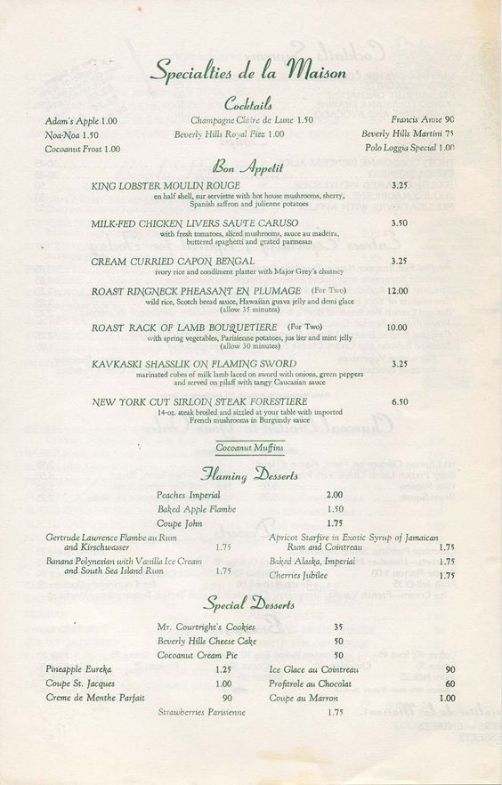 menu beverly hills hotel