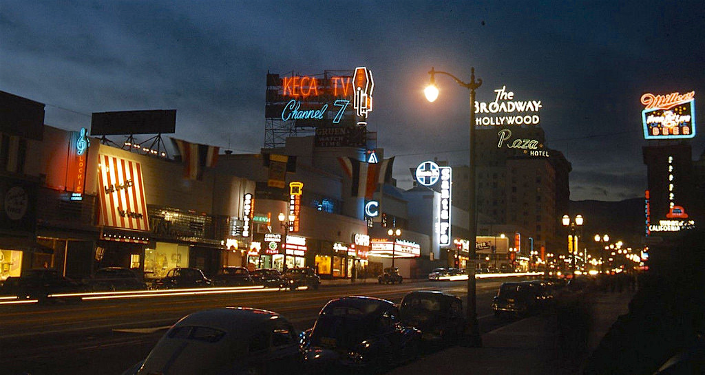 Looking North On Vine Street From NBC Radio City, Los Angeles, Late 40s ...