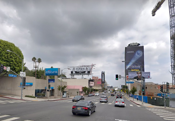 Sunset Blvd looking east at Doheny, West Hollywood, 1933