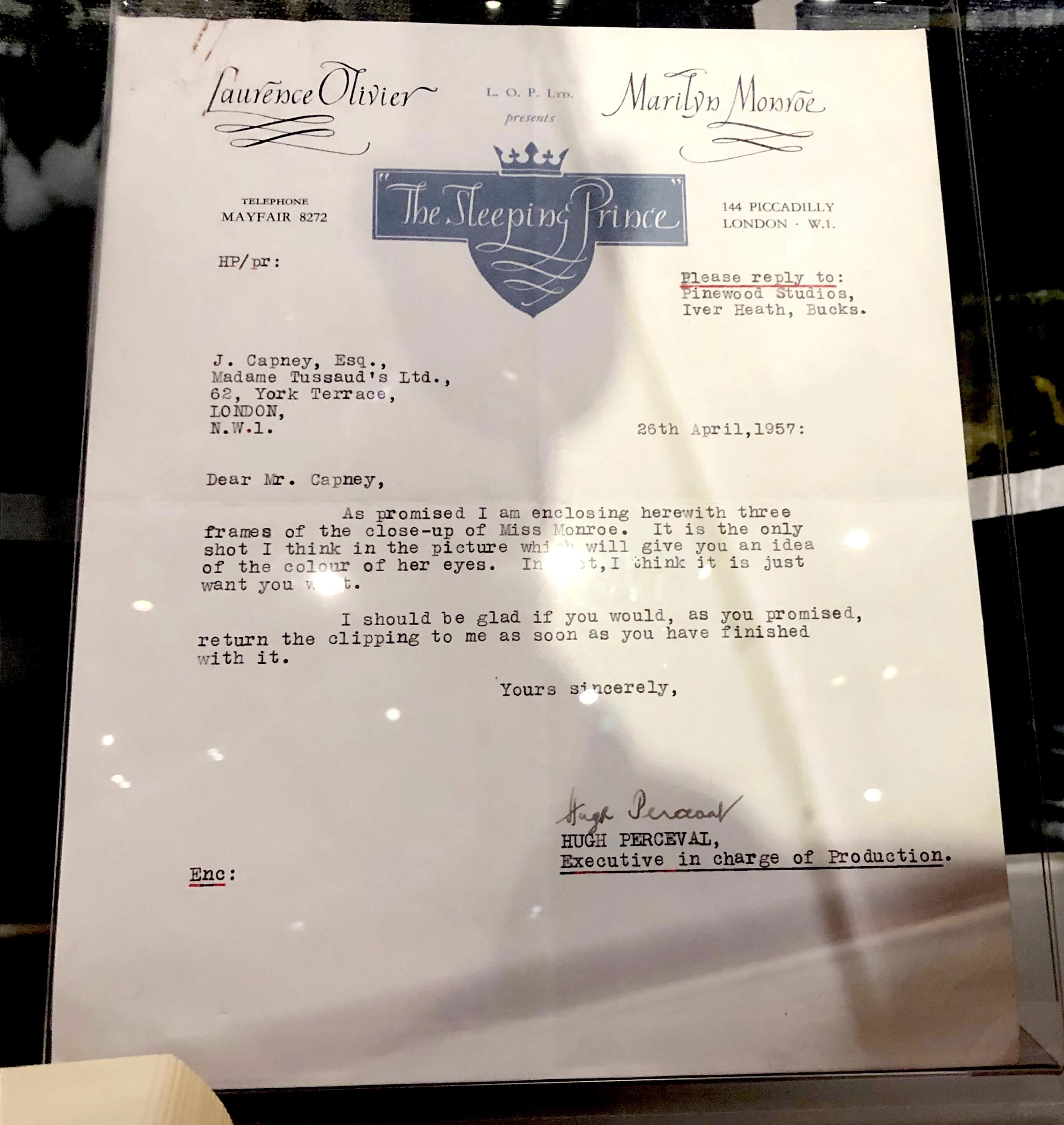 Letter To Madame Tussaud S London Regarding The Color Of Marilyn