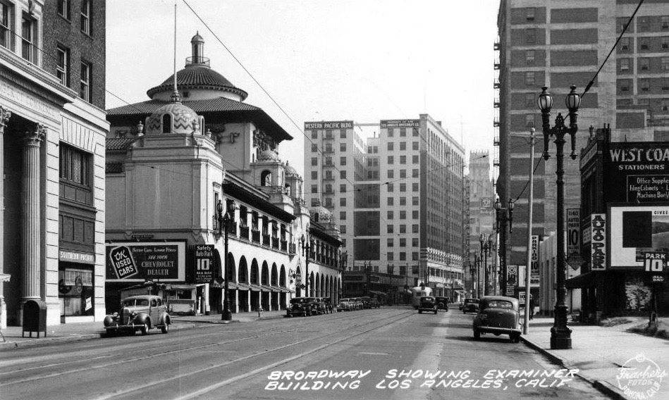 Looking north on Broadway from 12th St, downtown Los Angeles, 1938