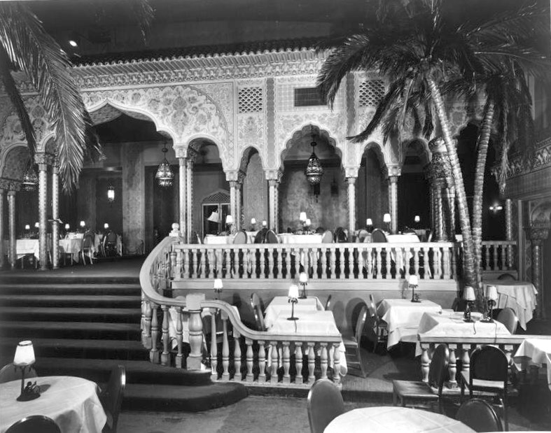 Interior shot of the Cocoanut Grove nightclub at the Ambassador Hotel ...